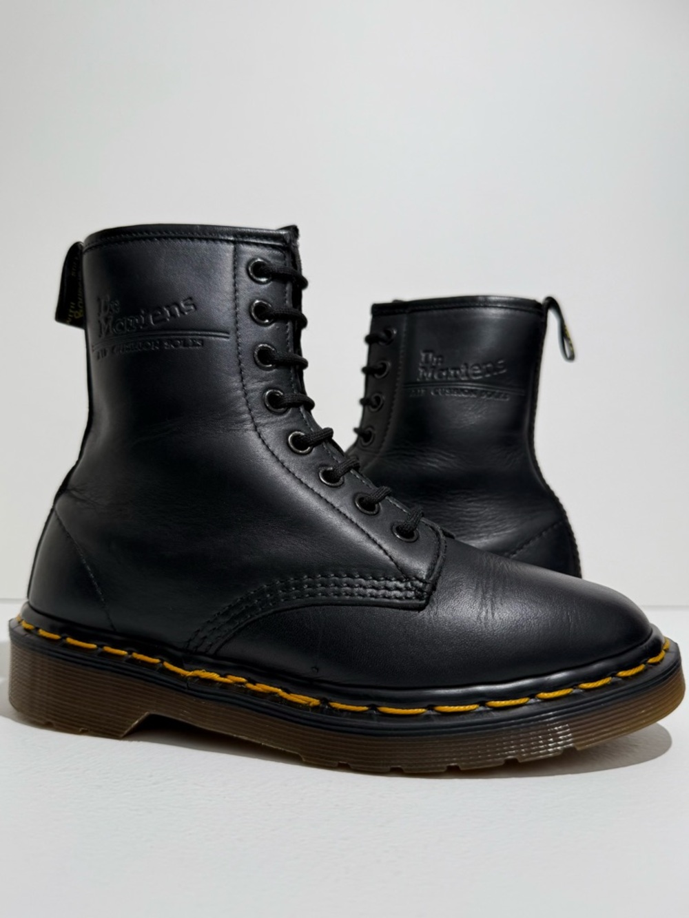 Vintage Dr. Martens England 1460 Black MIE Greasy Leather 8 Eye Boots UK 3